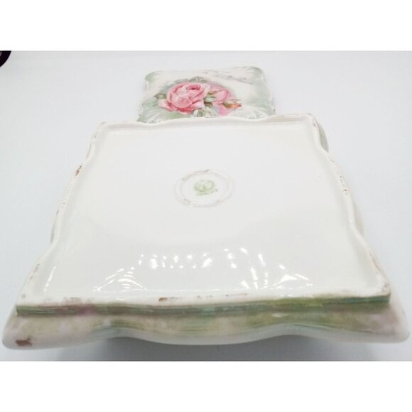 Trinket Box R&S Germany Vintage Pink Roses Green Leaves Jewelry Stamped 5.5 In - Picture 12 of 15